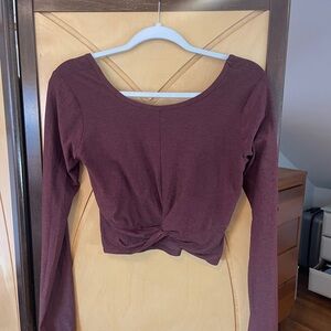 Beyond Yoga Maroon Twist Front Crop Top